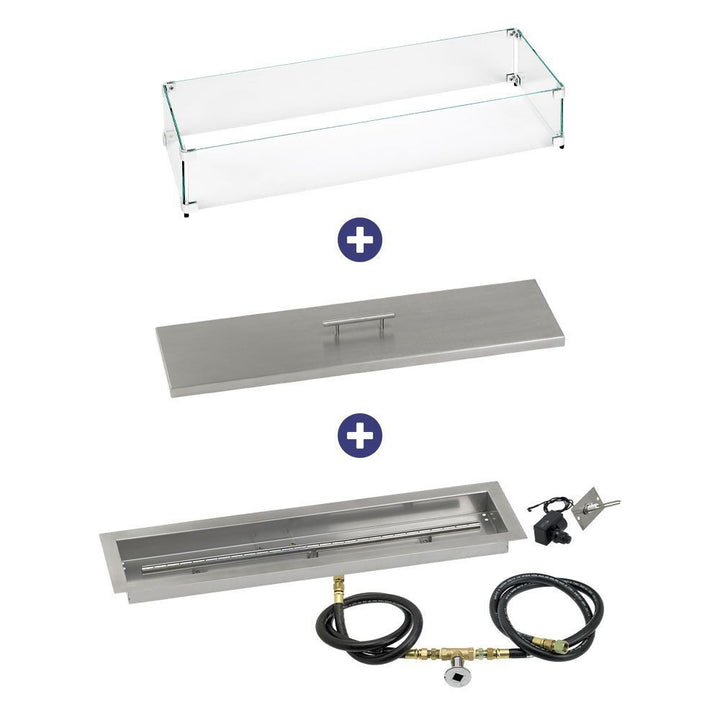 American Fire Glass 30" x 6" Linear Channel Drop-In Pan with Spark Ignition Kit - Bundle