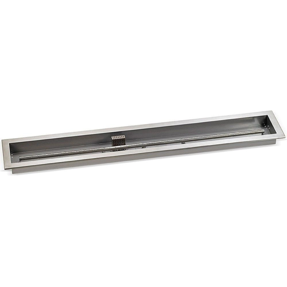 American Fire Glass 48" x 6" Linear Stainless Steel Drop-in Fire Pit Pan With Electric Ignition System kit, CSA Certified - Bundle