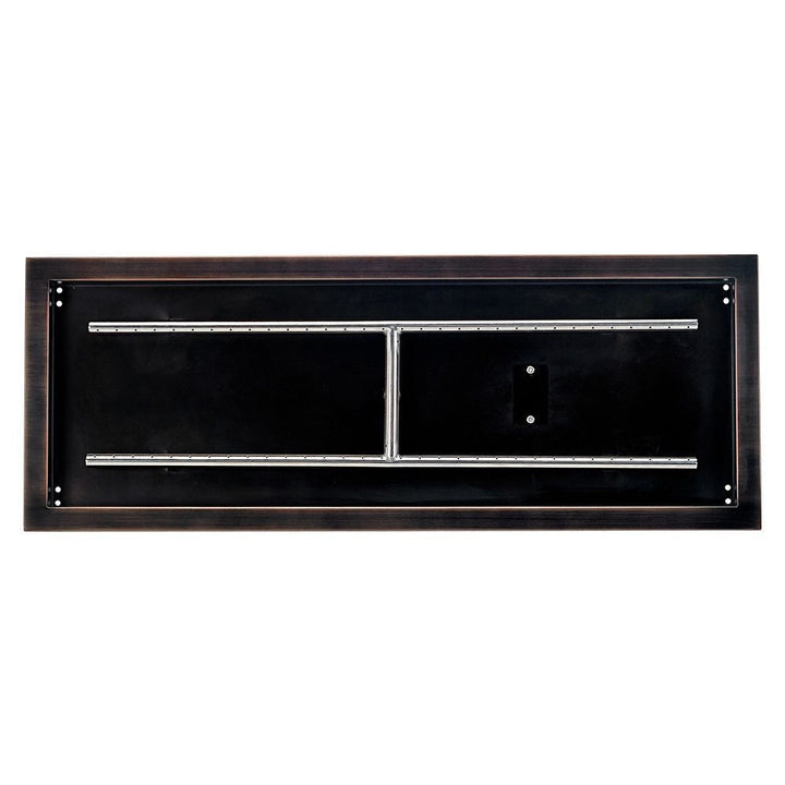 American Fire Glass 36" x 12" Rectangular Oil Rubbed Bronze Drop-In Pan with Spark Ignition Kit