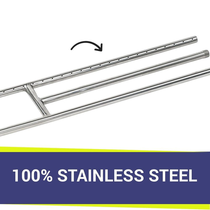 American FireGlass 36"x6" H-Style Stainless Steel Fireplace Burner