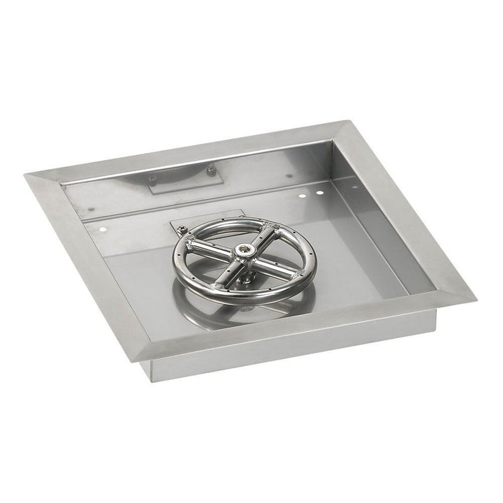 American Fire Glass 12" Square Drop-In Pan with Spark Ignition Kit (6" Fire Pit Ring) - Bundle
