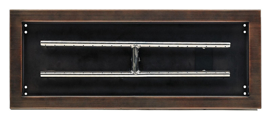 American Fire Glass 30" x 10" Rectangular Oil Rubbed Bronze Drop-In Pan with Spark Ignition Kit