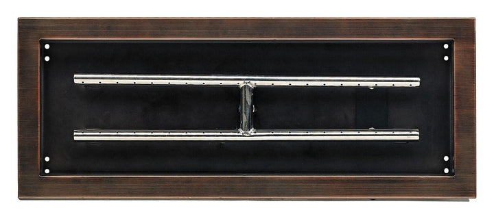 American Fire Glass 30" x 10" Rectangular Oil Rubbed Bronze Drop-In Pan with Spark Ignition Kit