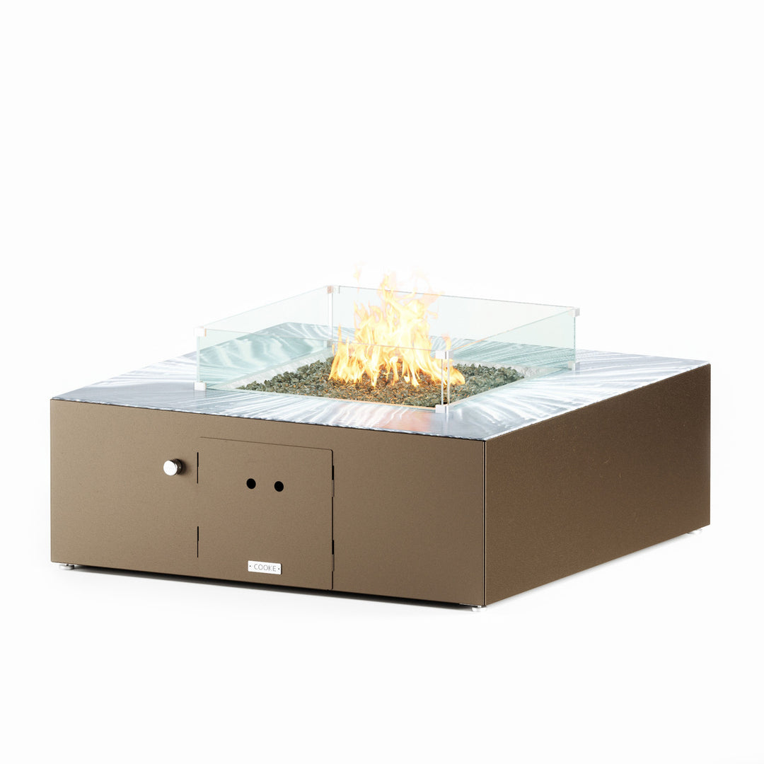 COOKE Costa Mesa Fire Pit Table  47" x 47" x 17"- Aluminum Top
