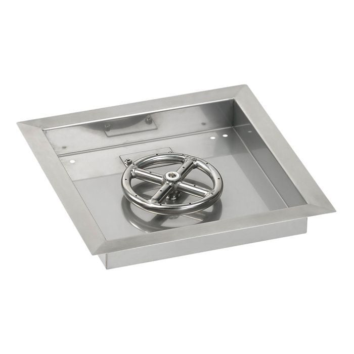 American Fire Glass Square Drop-in Fire Pit Burner Pan Match Light Kit