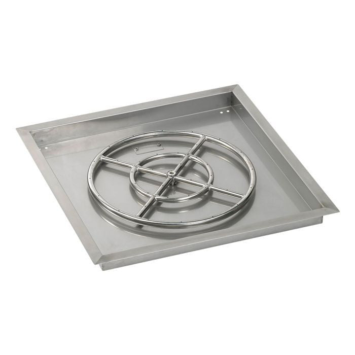 American Fire Glass 24" Square Stainless Steel Drop-In Pan with Spark Ignition Kit