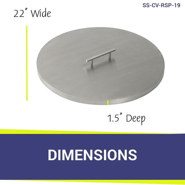 American Fire Glass SS-CV-RSP-19 Fire Pit Burner Cover Stainless Steel Round 22-Inch