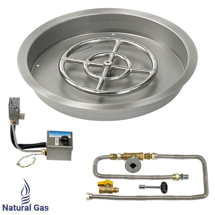 American Fire Glass 19" Round Drop-In Pan with AWEIS System 12" Fire Pit Ring
