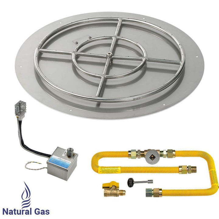 American Fire Glass 30" Round Stainless Steel Flat Pan with AWEIS System 24" Ring