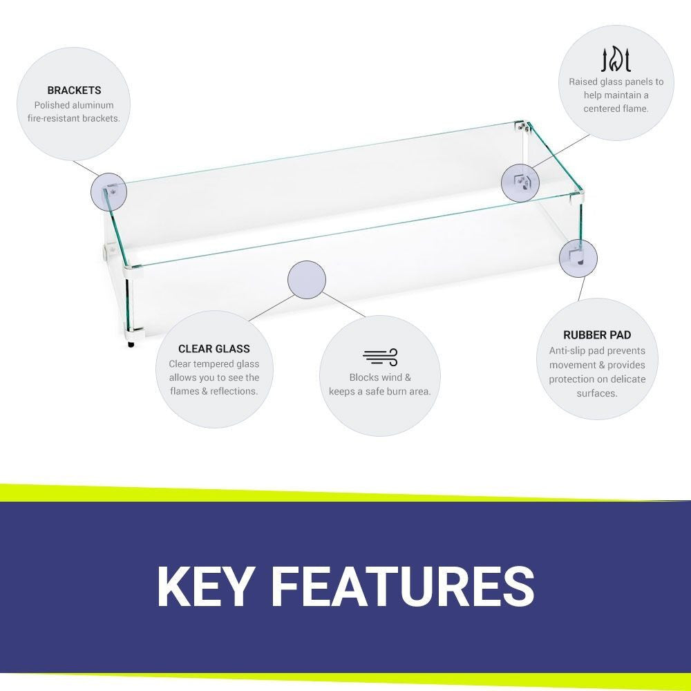 American Fire Glass Linear Glass Flame Guard For 30" X 6" Linear Drop-In Fire Pit Pan