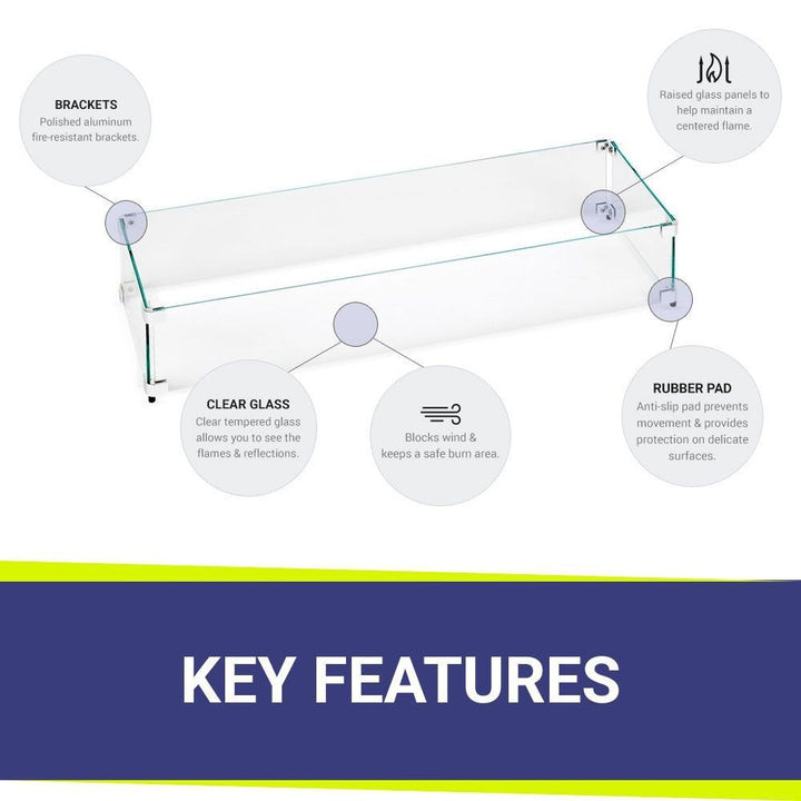 American Fire Glass Linear Glass Flame Guard For 30" X 6" Linear Drop-In Fire Pit Pan