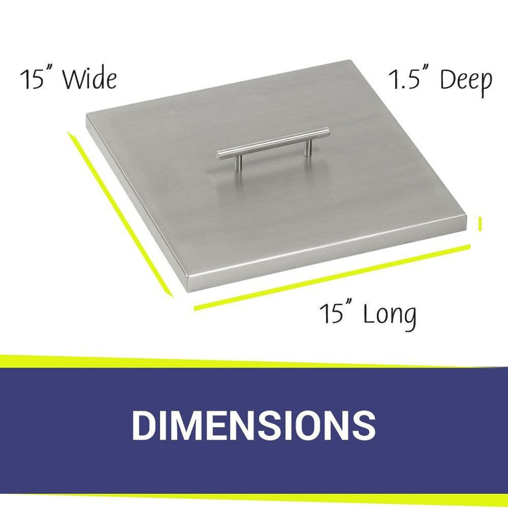 American Fire Glass 15" Stainless Steel Square Drop-In Pan Cover