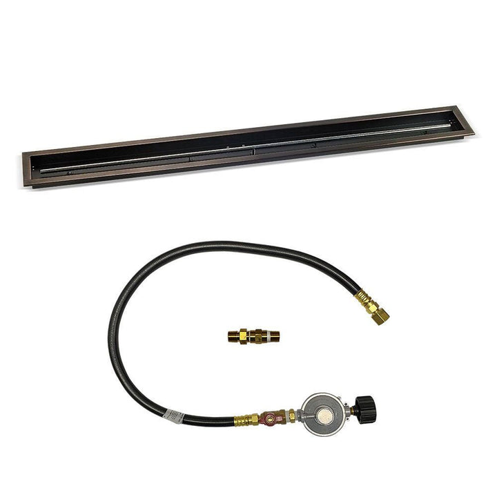American Fire Glass 36"x 6" Linear Oil Rubbed Bronze Drop-In Pan with Match Light Kit
