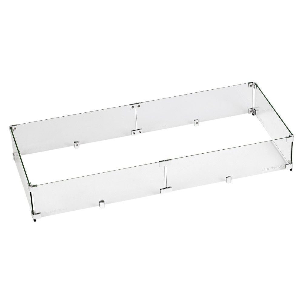 American Fire Glass 36" x 12" Rectangular Stainless Steel Drop-in Fire Pit Pan With Electric Ignition System kit, CSA Certified - Bundle