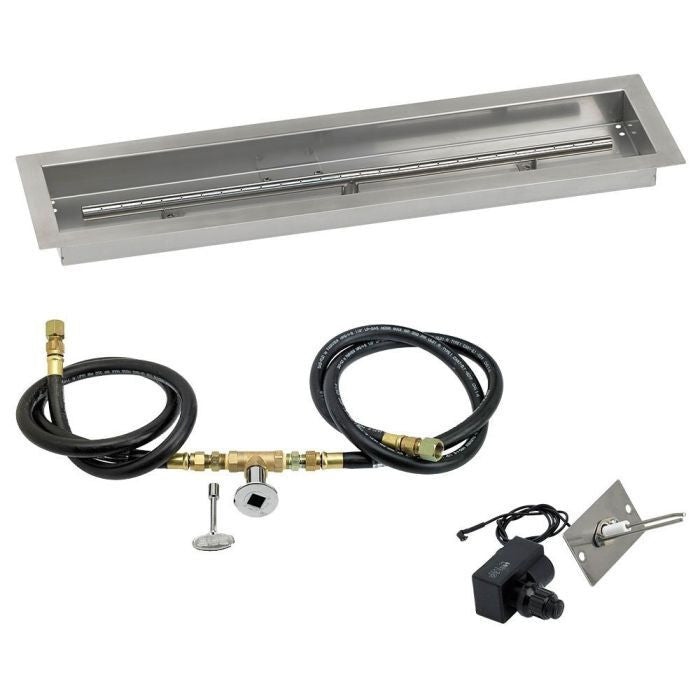 American Fire Glass 30"x 6" Linear Stainless Steel Drop-In Pan with Spark Ignition Kit