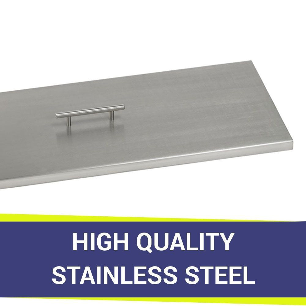 American Fire Glass SS-CV-AFPP-18 Fire Pit Burner Cover Stainless Steel Rectangular 21x9-Inch