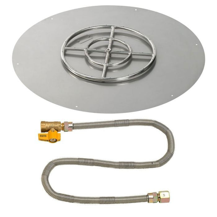 American Fire Glass 36" Round Flat Pan with Match Light Kit (18" Ring)