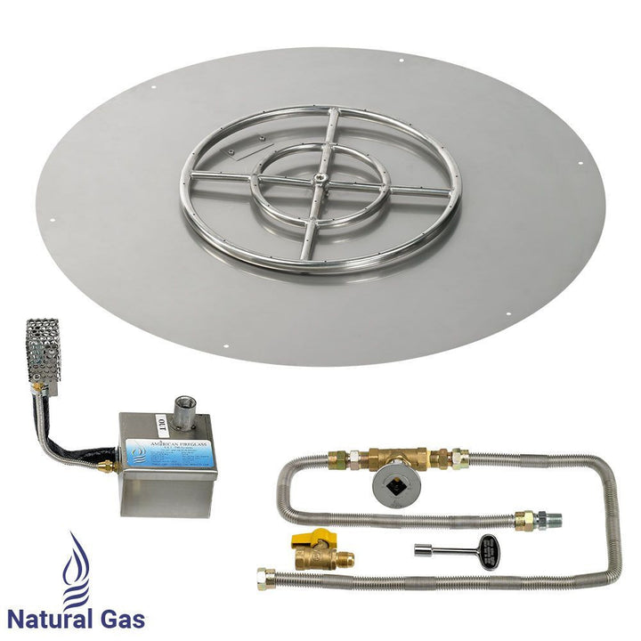 American Fire Glass 36" Round Stainless Steel Flat Pan with AWEIS System