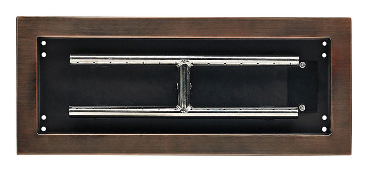 American Fire Glass 18" x 6" Rectangular Oil Rubbed Bronze Drop-In Pan with Spark Ignition Kit