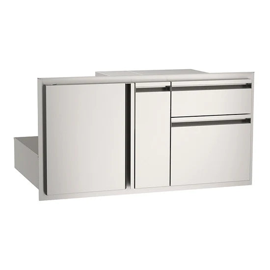 AOG Single Access Door with Double Drawer and Vertical Platter Storage, Stainless Steel Built-In Outdoor Kitchen Storage