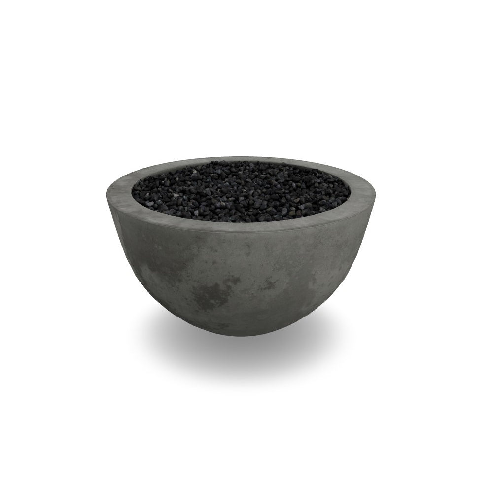 Moderno 3 Fire Bowl, 30" Round GFRC Outdoor Gas Fire Pit, Pewter Finish, 65,000 BTU