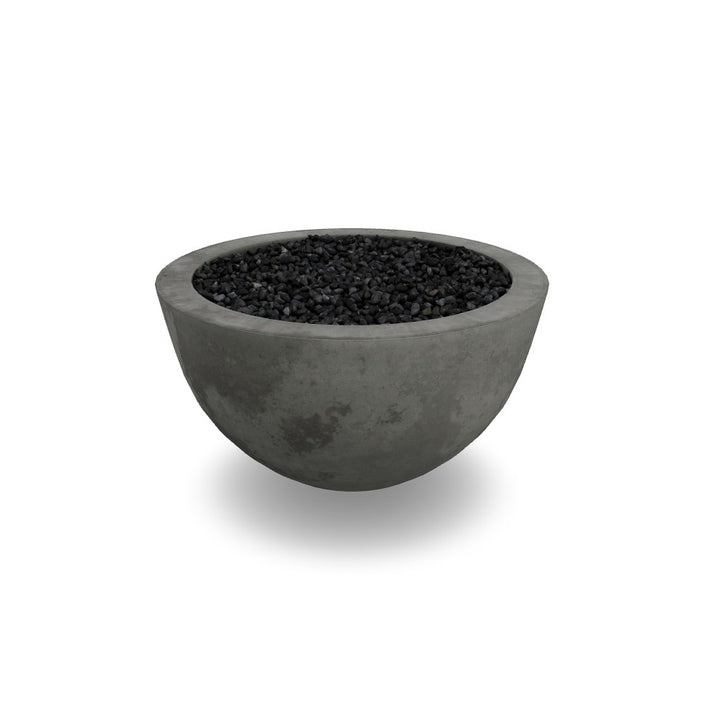 Moderno 3 Fire Bowl, 30" Round GFRC Outdoor Gas Fire Pit, Pewter Finish, 65,000 BTU
