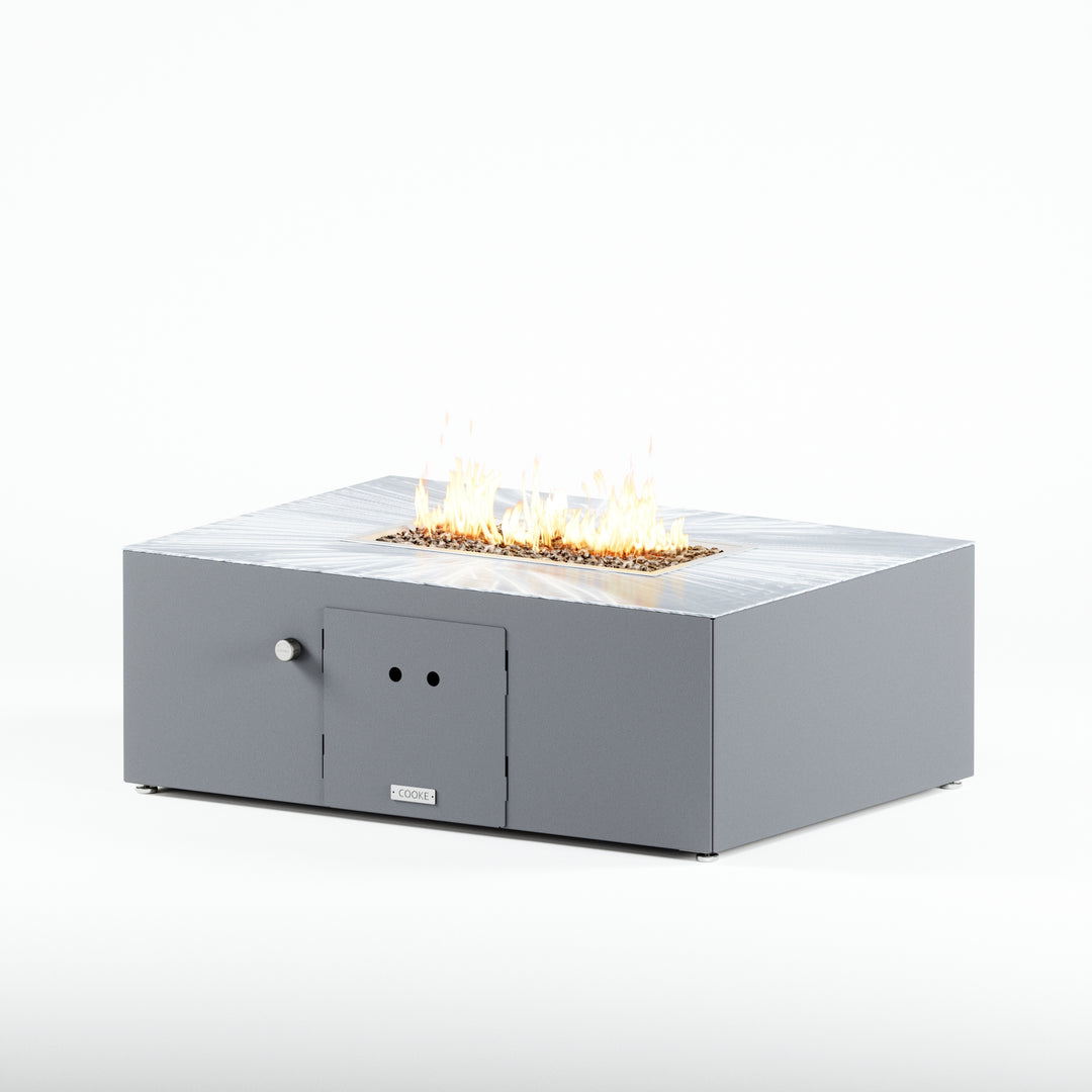 COOKE Costa Mesa Fire Pit Table  47" x 33" x 17" - Aluminum Top