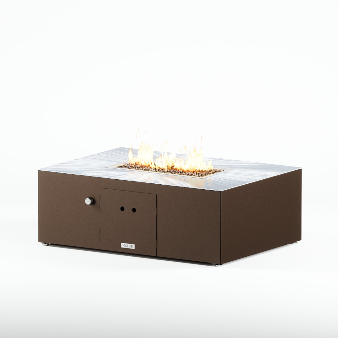 COOKE Costa Mesa Fire Pit Table  47" x 33" x 17" - Aluminum Top
