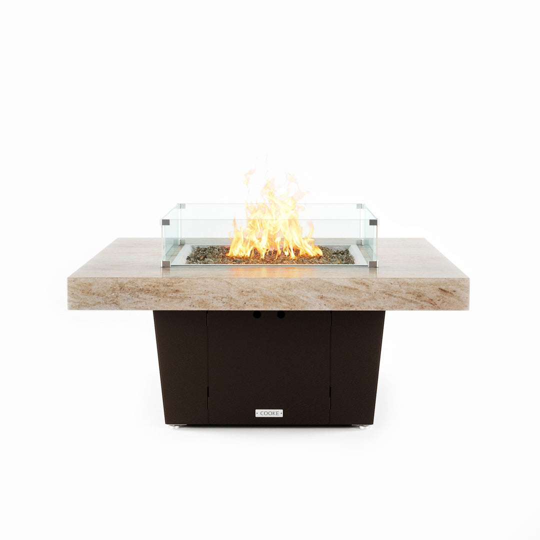 COOKE Parkway Fire Pit Table 48" x 48" x 21" - Stone Top - XL Pan