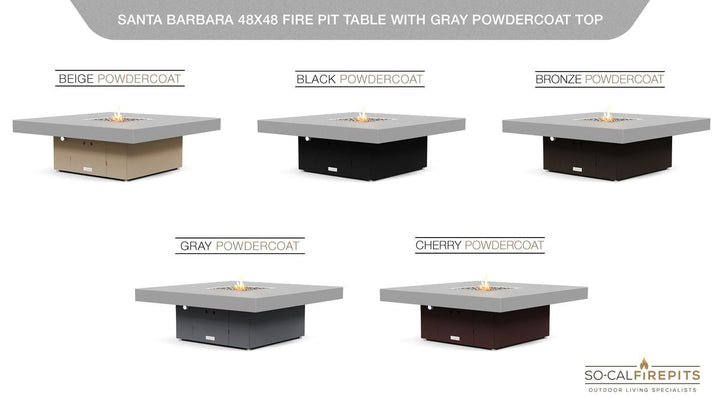 COOKE Santa Barbara Fire Pit Table 48'' x 48" x 17" - Aluminum Top