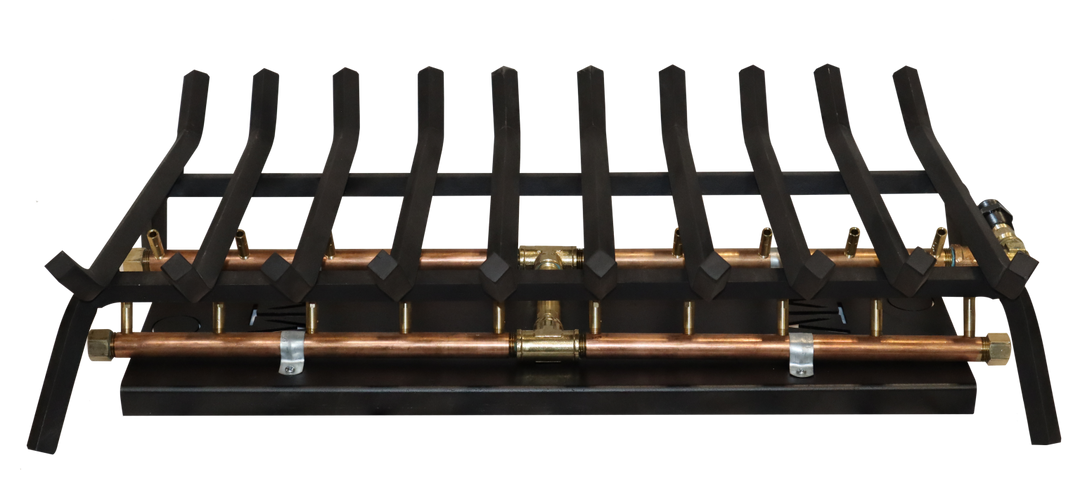 Outdoor Fireplace Grate Insert with H-Style CrossFire® Brass Burner – Fits 48" Opening or Larger