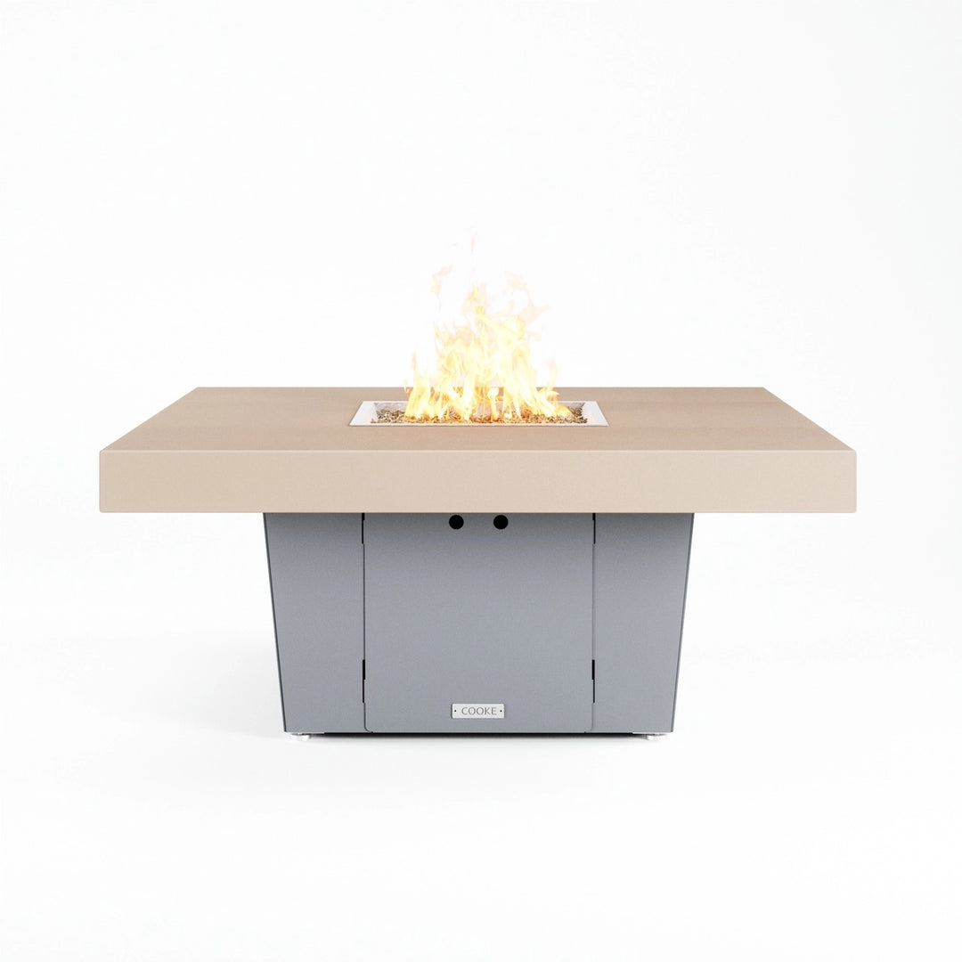 COOKE Parkway Fire Pit Table  48" x 48" x 21"- Beige Aluminum Top