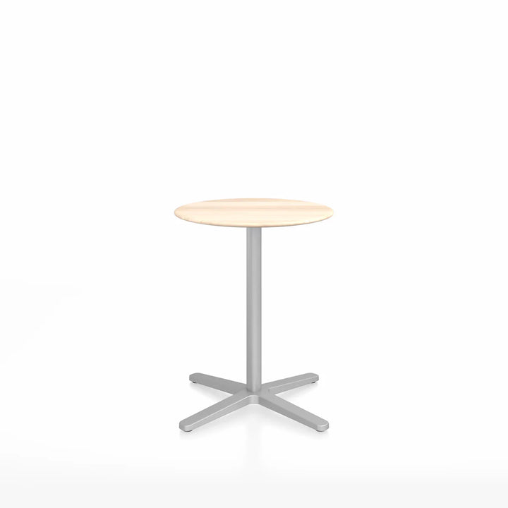 Emeco 2 Inch® X Base Café Table, 24inches Silver Powder Coated Round by Jasper Morrison
