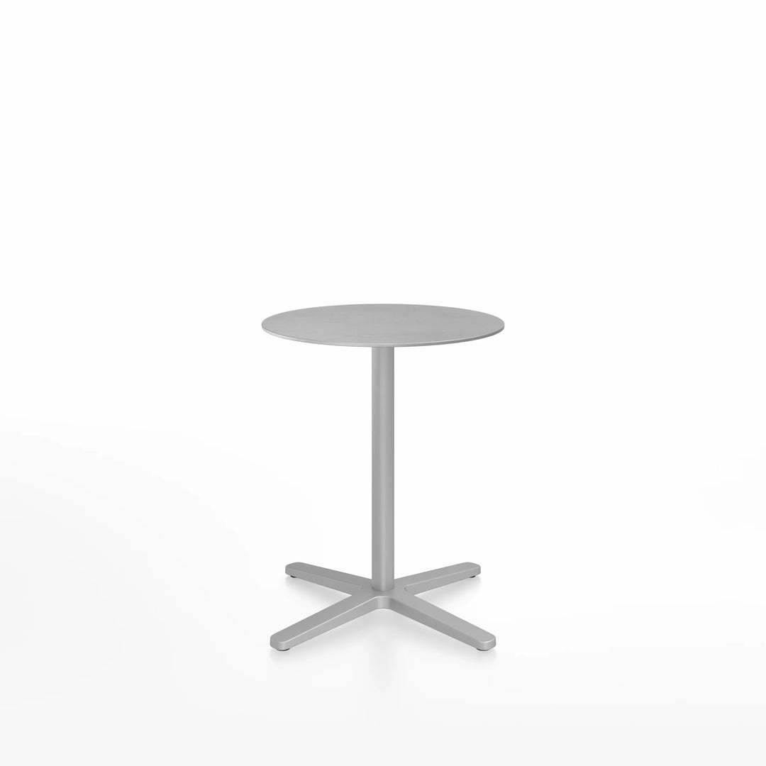 Emeco 2 Inch® X Base Café Table, 24inches Silver Powder Coated Round by Jasper Morrison