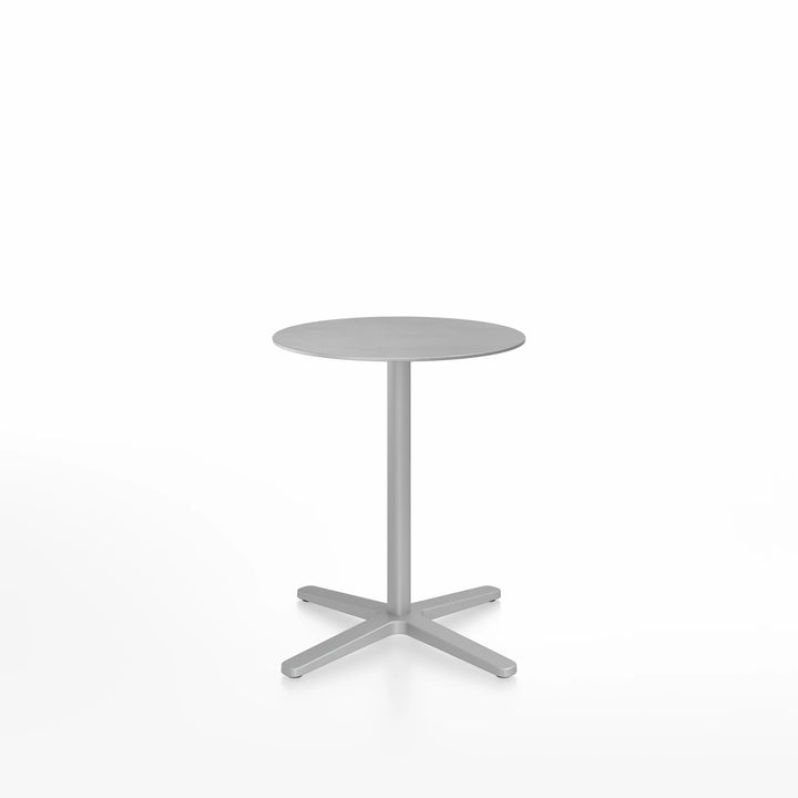 Emeco 2 Inch® X Base Café Table, 24inches Silver Powder Coated Round by Jasper Morrison
