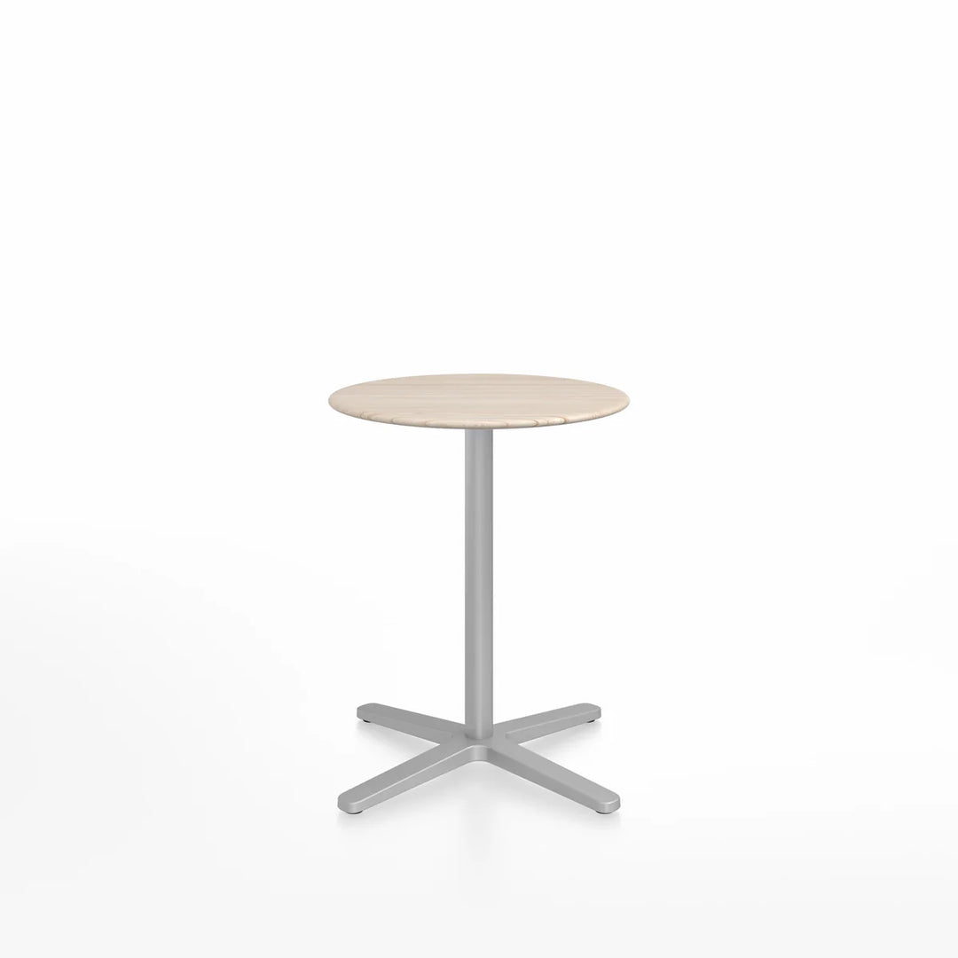 Emeco 2 Inch® X Base Café Table, 24inches Silver Powder Coated Round by Jasper Morrison