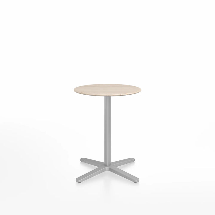 Emeco 2 Inch® X Base Café Table, 24inches Silver Powder Coated Round by Jasper Morrison