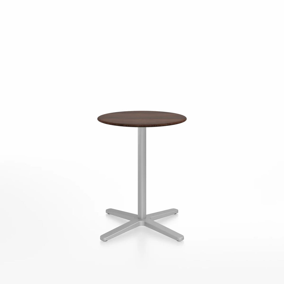 Emeco 2 Inch® X Base Café Table, 24inches Silver Powder Coated Round by Jasper Morrison