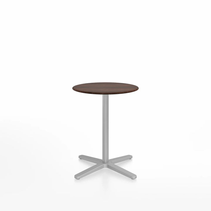 Emeco 2 Inch® X Base Café Table, 24inches Silver Powder Coated Round by Jasper Morrison