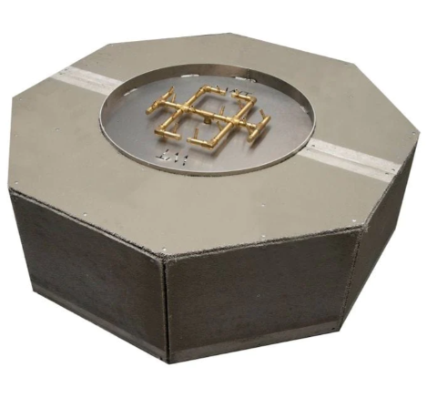 54" Octagonal Ready-to-Finish Fire Pit Kit 18" H with 17" Brass Burner