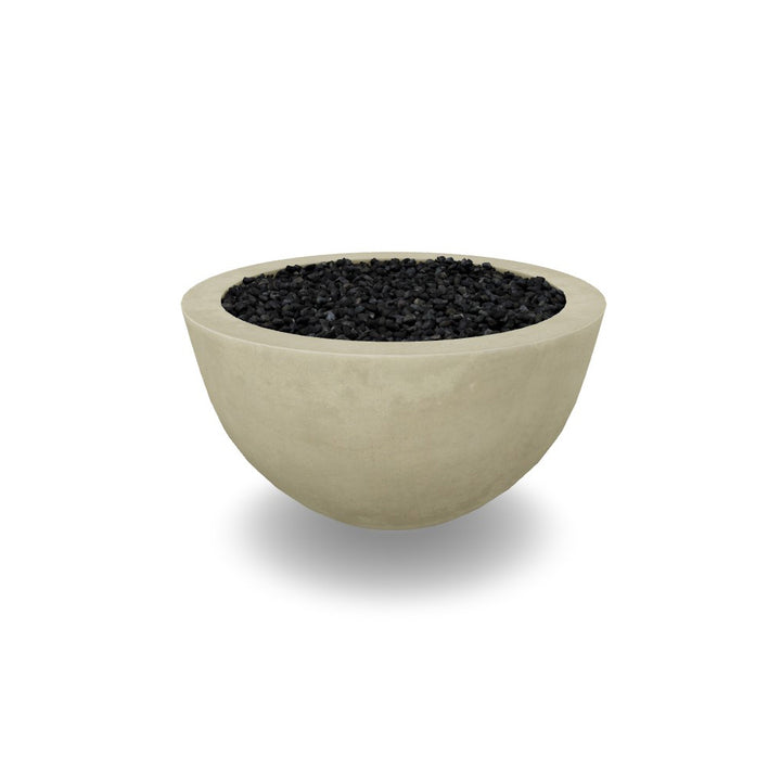 Moderno 3 Fire Bowl, 30" Round GFRC Outdoor Gas Fire Pit, Pewter Finish, 65,000 BTU