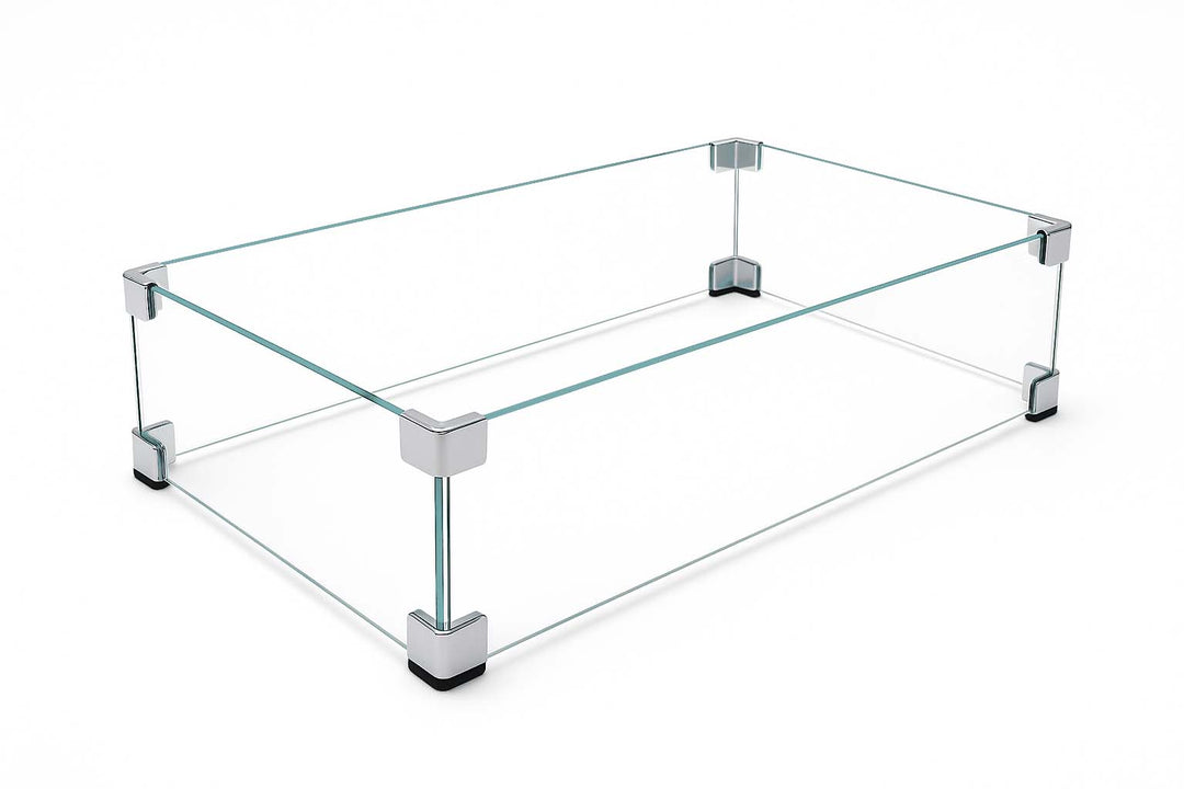 COOKE Custom Clamped Starphire Ultra-Clear Glass Wind Screen For Any Fire Pit (Glass: 3/16" Thick, 6" Height)