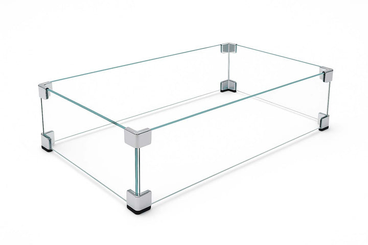 COOKE Custom Clamped Starphire Ultra-Clear Glass Wind Screen For Any Fire Pit (Glass: 3/16" Thick, 6" Height)