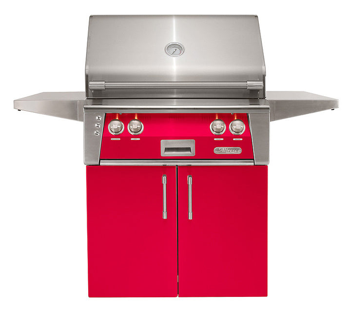 Alfresco - 30" ALXE Luxury Grill On Cart - Freestanding - Raspberry Red