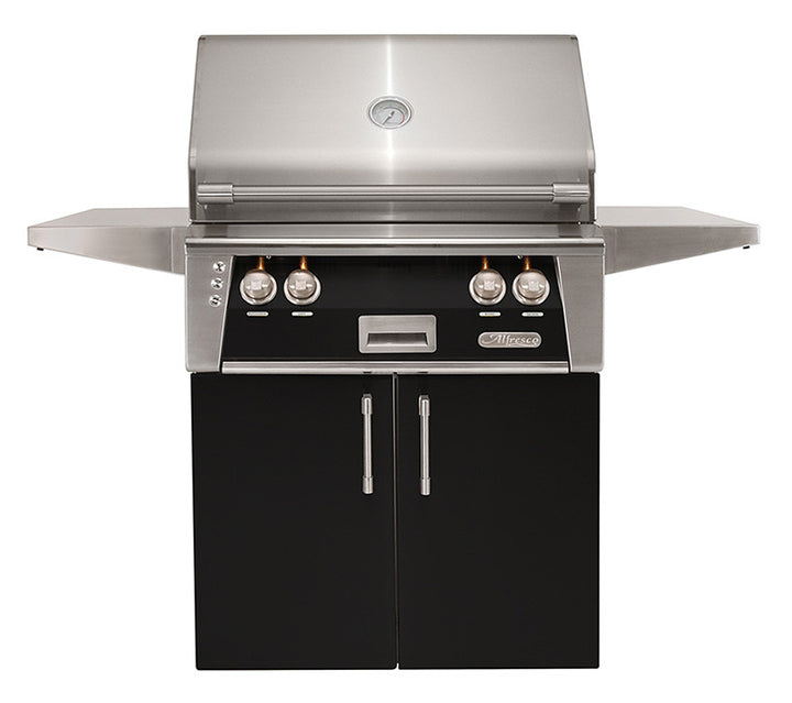 Alfresco - 30" ALXE Luxury Grill On Cart - Freestanding - Jet Black