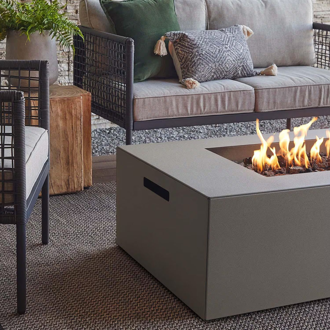 Covewood 58-Inch Low Profile Rectangular Aluminum Natural Gas Fire Pit Table in Cloud Gray (Ships Propane with Conversion Kit)