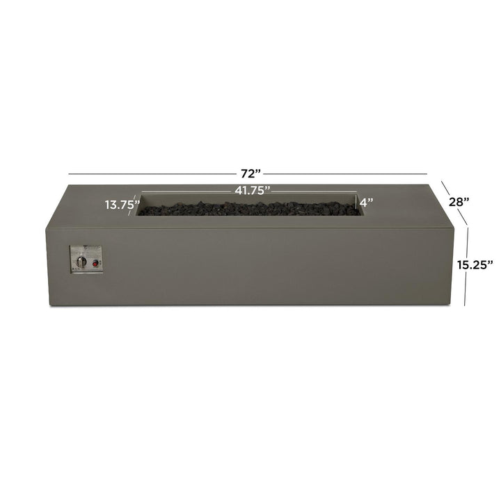 Covewood 72-Inch Rectangular Aluminum Propane Fire Pit Table in Cloud Gray