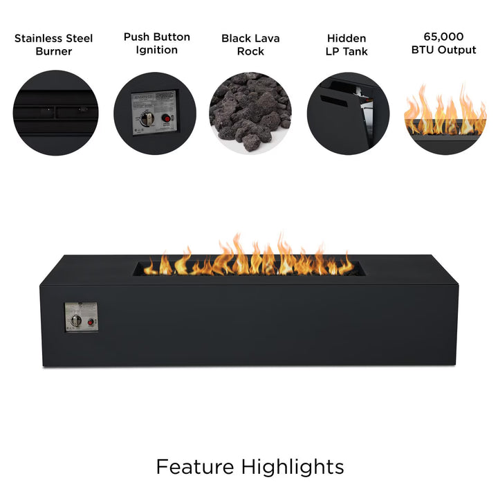 Real Flame 72" Rectangular Aluminum Natural Gas Fire Pit in