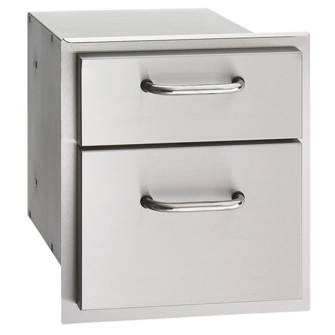 Fire Magic - 35” x 115” Contemporary Pre-Fab Grill Island Bundle with Double Drawer Cut-out - Custom BBQ Island