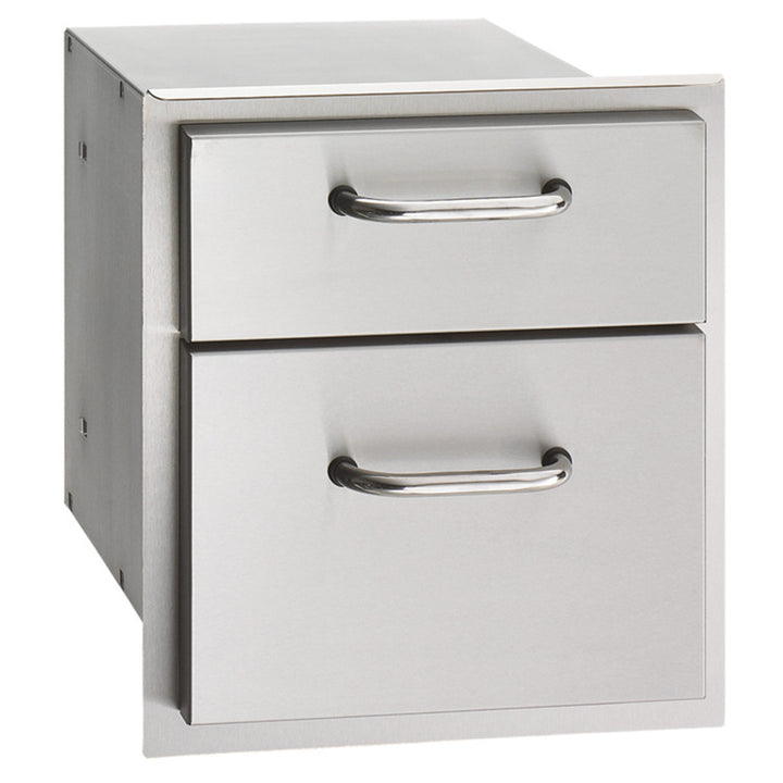 Fire Magic - 35” x 115” Contemporary Pre-Fab Grill Island Bundle with Double Drawer Cut-out - Custom BBQ Island